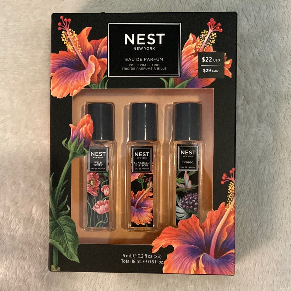 NEST Fragrances Rollerball Trio Wild Poppy Sunkissed Hibiscus Indigo 6 ml each